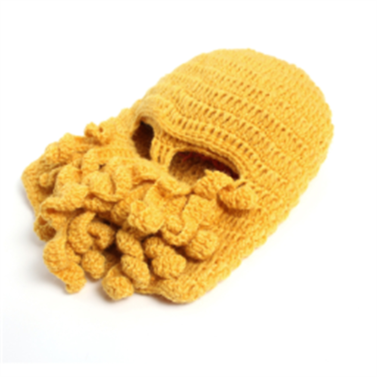 Winter Warm Novelty Unisex Knitted Beard Hat Funny Octopus Mask Beard Caps Crochet Beanies