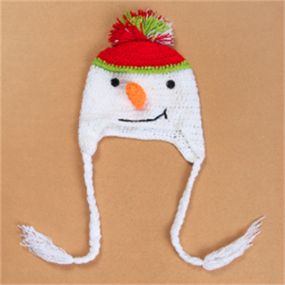 Handmade Wool Snowman Hat Knitted Baby Cap Funny Comfortable Photo Prop
